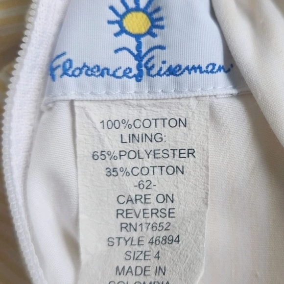 Florence Eiseman Yellow White Stripe Pineapple Embroidered Skirt Girls Size 4 - Picture 6 of 6